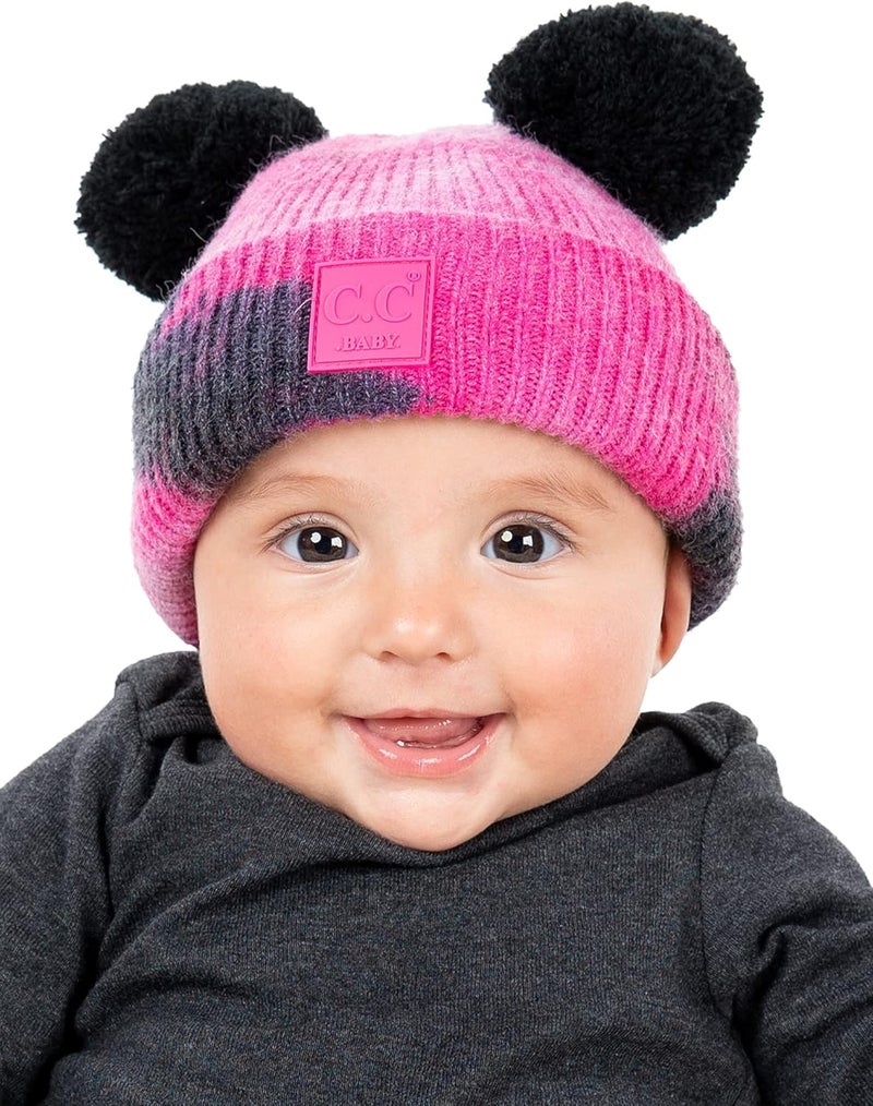 Funky Junque Double Pom Pom Baby Beanie – Newborn Girl Winter Hat 0–12 Months, Cute Cozy Knit Infant Beanies for Cold Weather - Image 2